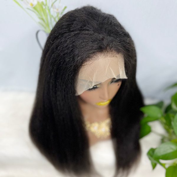 13x4 Transparent Lace Wig  Kinky Straight Natural Color Virgin Human Hair Wigs - Image 4
