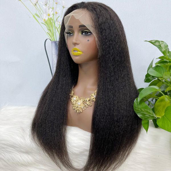 13x4 Transparent Lace Wig  Kinky Straight Natural Color Virgin Human Hair Wigs - Image 3
