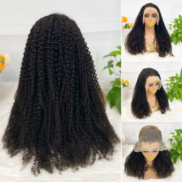 13x4 Transparent Lace Wig  Kinky Curly Natural Color Virgin Human Hair Wigs - Image 9