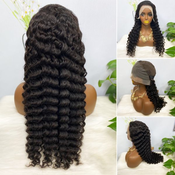 13x4 Transparent Lace Wig Deep Wave Natural Color Virgin Human Hair Wigs - Image 9